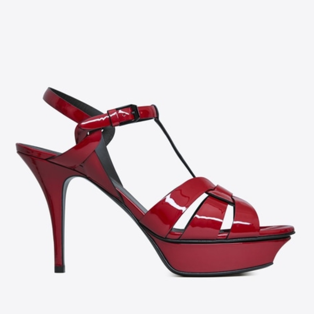 Saint Laurent Tribute 105mm Patent Platform Sandal - Picture 2 of 4